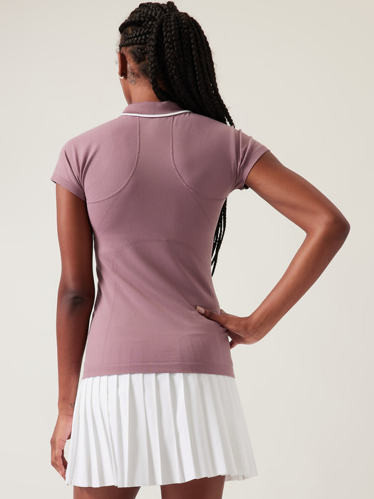 Momentum Seamless Polo Tee - Sugarplum Mauve