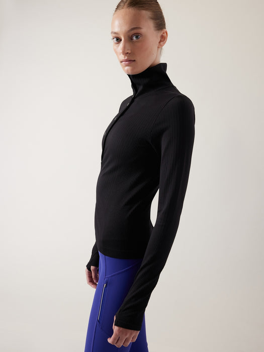 Flurry Seamless Henley - Black