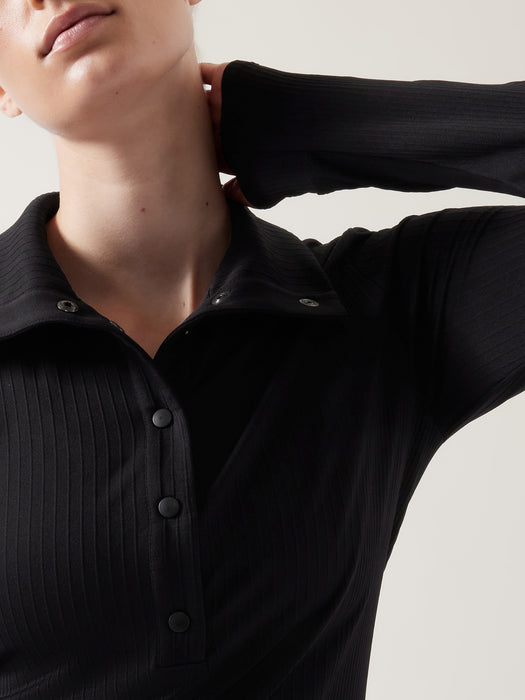 Flurry Seamless Henley - Black