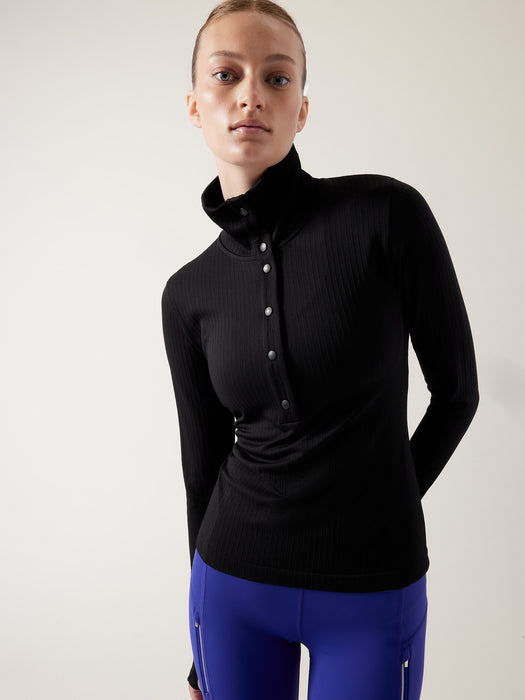 Flurry Seamless Henley - Black