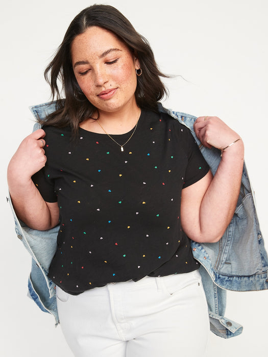 EveryWear Printed Slub-Knit T-Shirt for Women - Multi