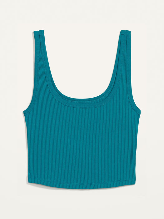 Fitted Ultra-Cropped Rib-Knit Tank Top for Women - Blue