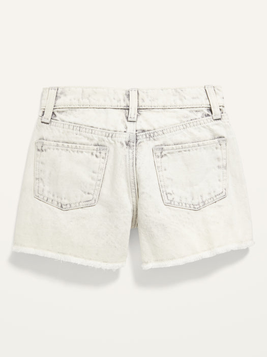Sky-Hi Gray-Wash Frayed-Hem Jean Shorts for Girls