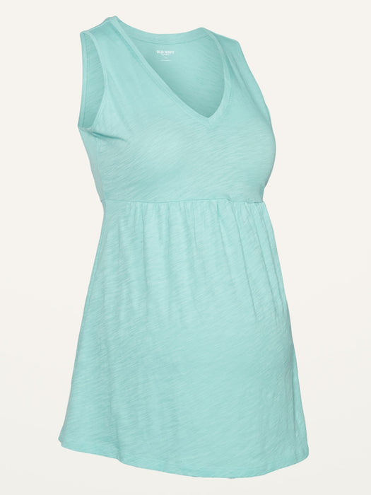 Maternity EveryWear Sleeveless Peplum-Hem Top - Blue