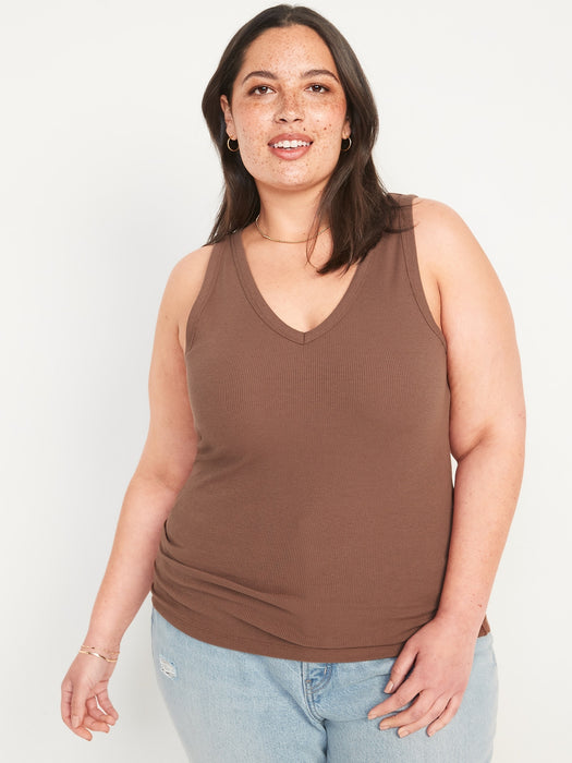 First Layer Rib-Knit V-Neck Tank Tops 3-Pack for Women