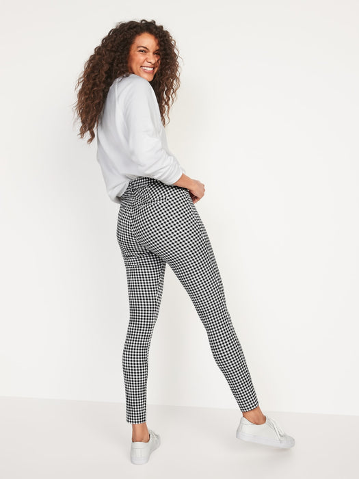 High-Waisted Gingham Pixie Skinny Pants for Women - Multi