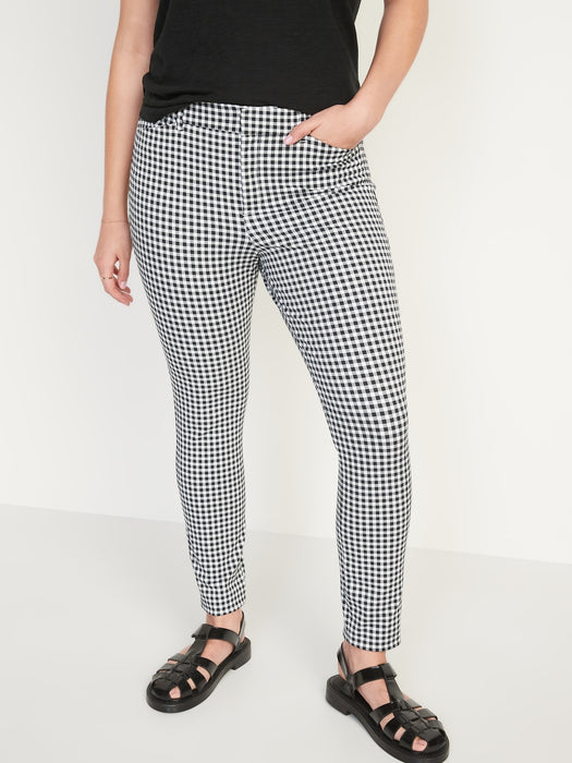 High-Waisted Gingham Pixie Skinny Pants for Women - Multi
