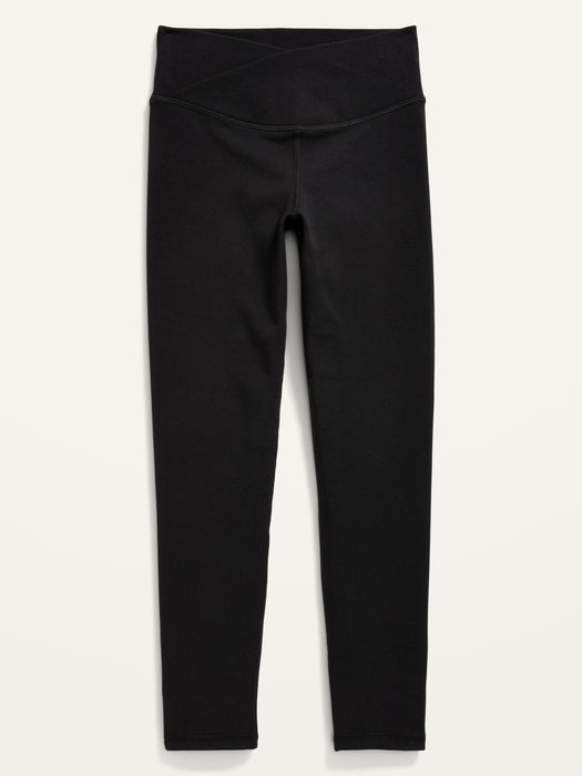High-Waisted PowerChill Crossover 7/8-Length Leggings for Girls - Black