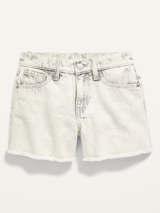 Sky-Hi Gray-Wash Frayed-Hem Jean Shorts for Girls