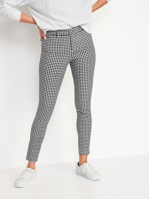 High-Waisted Gingham Pixie Skinny Pants for Women - Multi