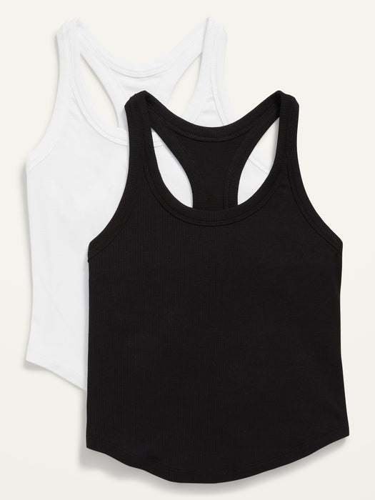 UltraLite Rib-Knit Cropped Tank Tops 2-Pack for Women
