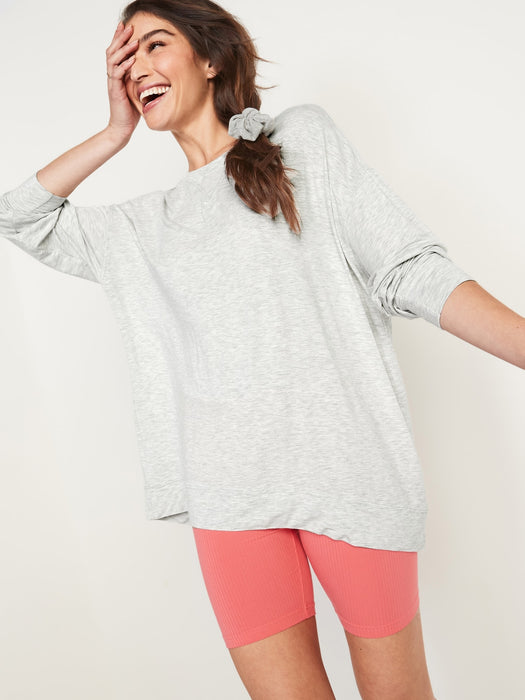 Sunday Sleep Long-Sleeve Pajama Tunic Top for Women - Gray