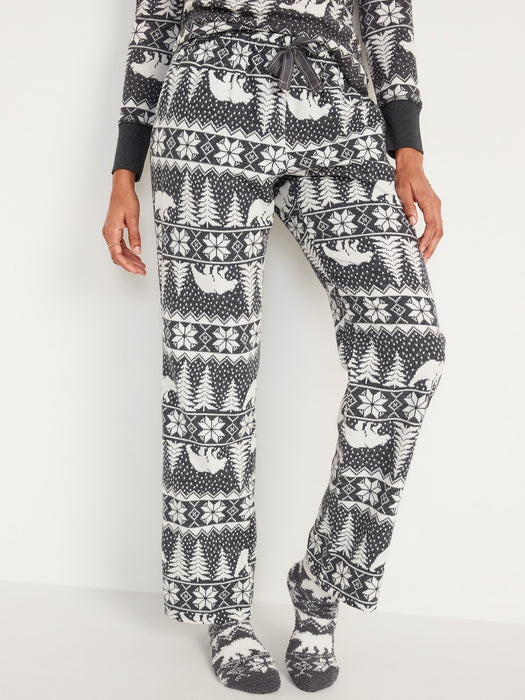 Printed Flannel Pajama Pants for Women - Multi