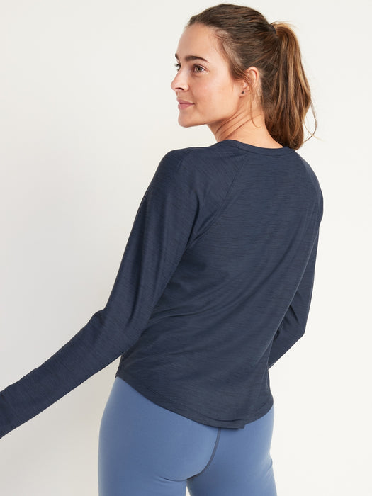 Long-Sleeve Breathe ON Slub-Knit T-Shirt for Women