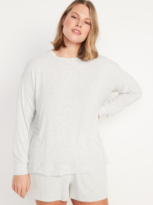 Sunday Sleep Long-Sleeve Pajama Tunic Top for Women - Gray