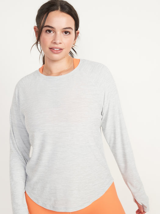 Long-Sleeve Breathe ON Slub-Knit T-Shirt for Women