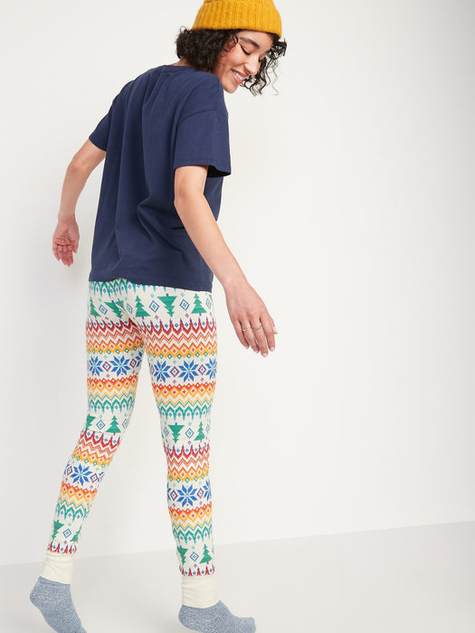 Matching Printed Thermal-Knit Pajama Leggings for Women