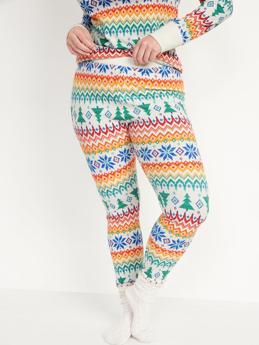 Matching Printed Thermal-Knit Pajama Leggings for Women