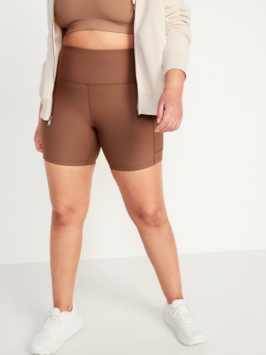 High-Waisted PowerSoft Side-Pocket Biker Shorts for Women -- 6-inch inseam