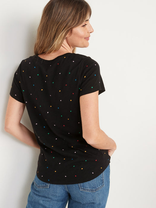 EveryWear Printed Slub-Knit T-Shirt for Women - Multi