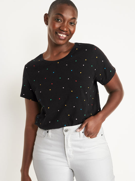 EveryWear Printed Slub-Knit T-Shirt for Women - Multi