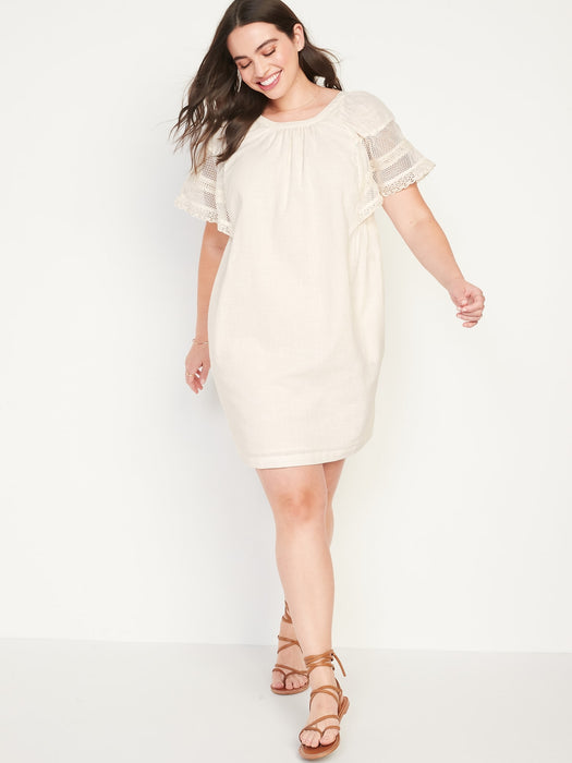 Flutter-Sleeve Tie-Back Mini Swing Dress for Women