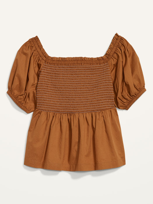 Off-The-Shoulder Smocked Babydoll Swing Blouse for Women - Multi