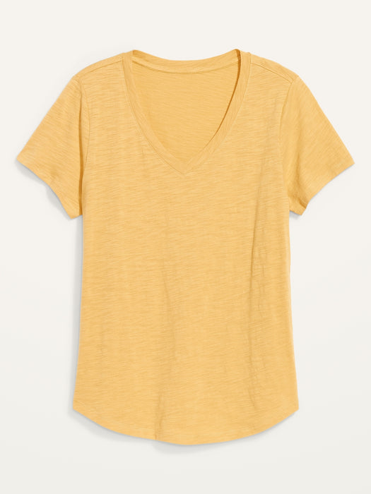 EveryWear Slub-Knit V-Neck T-Shirt for Women - Yellow