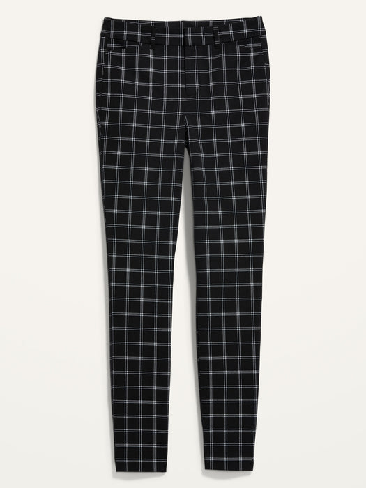 High-Waisted Windowpane-Plaid Pixie Skinny Ankle Pants for Women