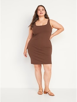 Fitted Sleeveless Rib-Knit Mini Dress for Women