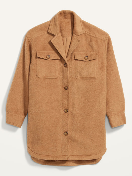 Soft-Brushed Long Utility Shacket for Women - Yellow