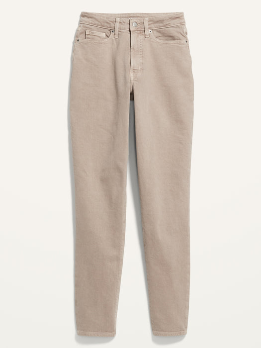 Curvy High-Waisted OG Straight Beige Ankle Jeans for Women