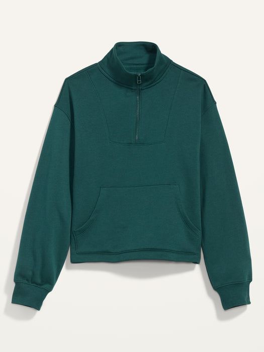 Mock-Neck Quarter-Zip Fleece Sweatshirt for Women