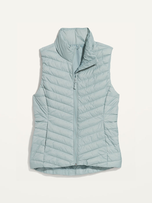 Water-Resistant Narrow-Channel Puffer Vest for Women