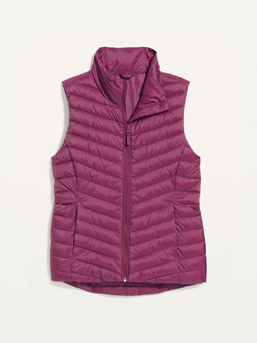 Water-Resistant Narrow-Channel Puffer Vest for Women