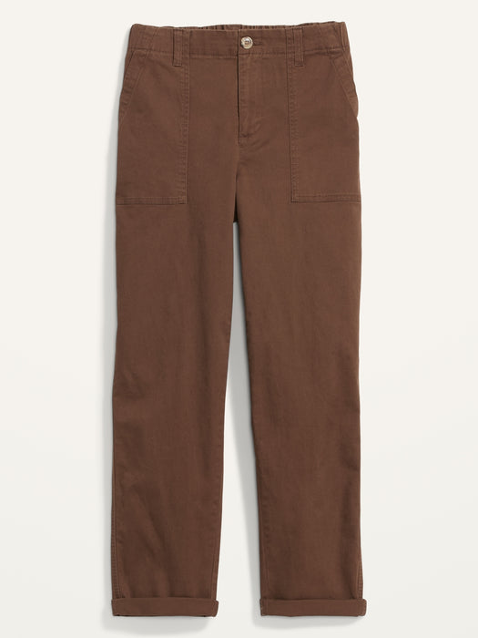 High-Waisted OGC Chino Cropped Workwear Pants for Women - Brown