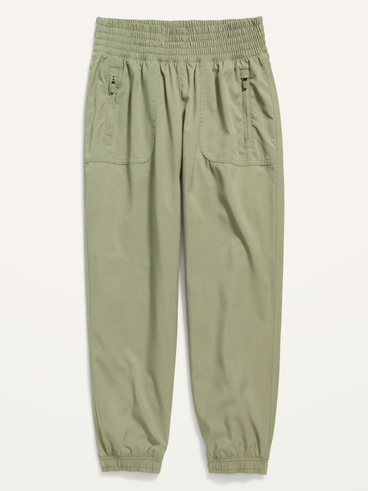 High-Waisted StretchTech Zip-Pocket Jogger Performance Pants for Girls - Brown