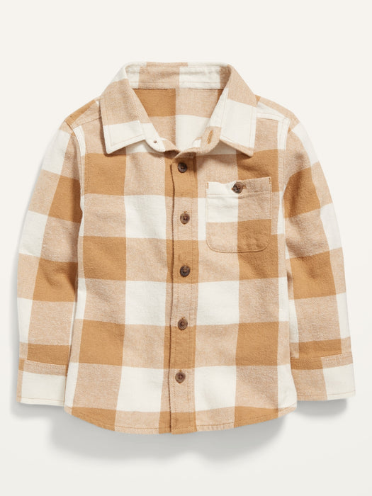 Long-Sleeve Plaid Pocket Shirt for Toddler Boys
