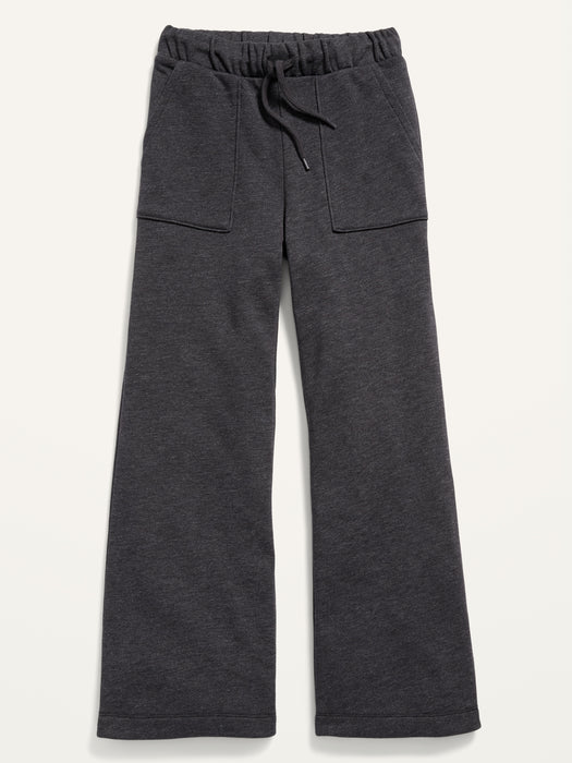 High-Waisted French Terry Wide-Leg Jogger Sweatpants for Girls - Black