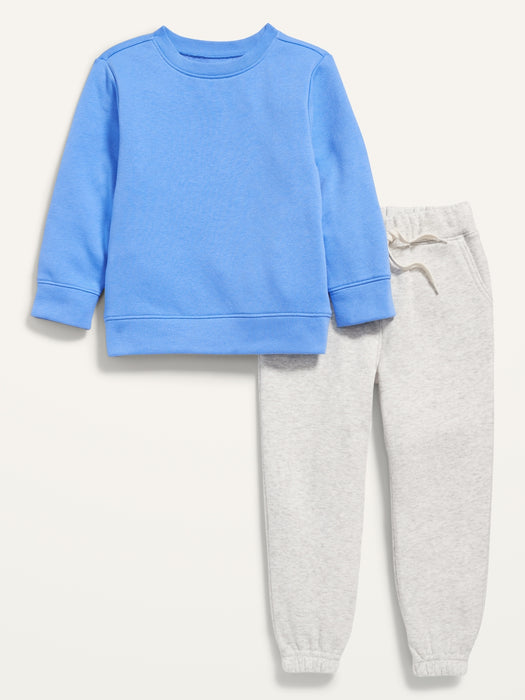 Unisex Sweatshirt and Functional-Drawstring Sweatpants Set for Toddler