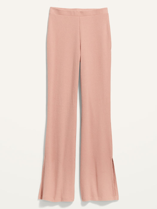 High-Waisted Rib-Knit Split Flare Lounge Pants for Women