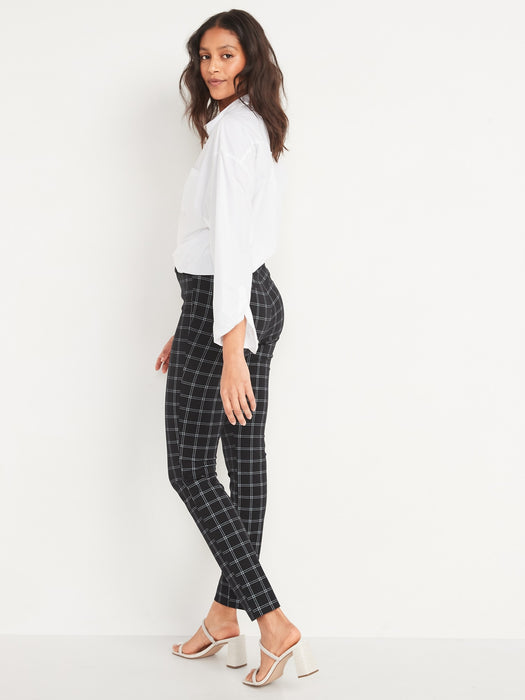 High-Waisted Windowpane-Plaid Pixie Skinny Ankle Pants for Women