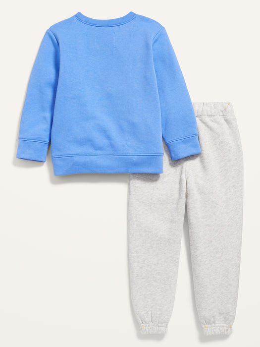Unisex Sweatshirt and Functional-Drawstring Sweatpants Set for Toddler