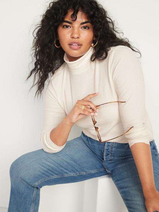 Rib-Knit Turtleneck Top for Women