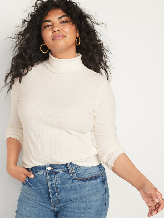 Rib-Knit Turtleneck Top for Women