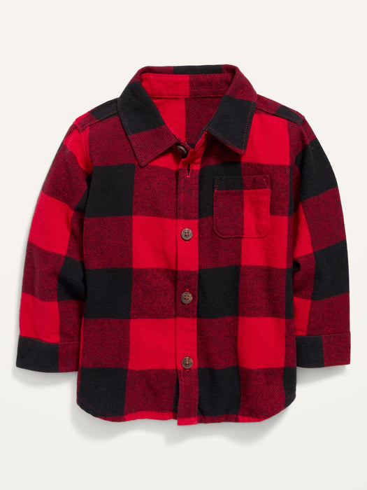 Long-Sleeve Plaid Pocket Shirt for Baby
