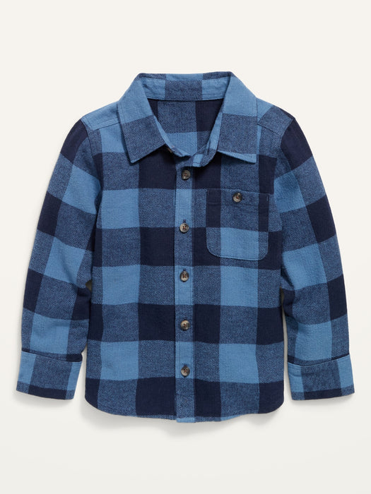 Long-Sleeve Plaid Pocket Shirt for Toddler Boys - Multi