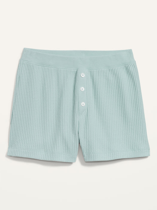 High-Waisted Waffle-Knit Pajama Shorts for Women -- 2.5-inch inseam - Blue