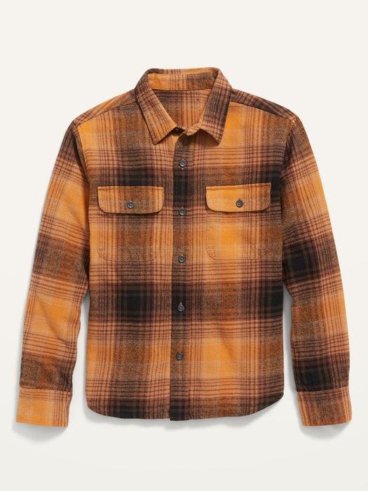 Plaid Flannel Utility Pocket Shirt for Boys - Yellow