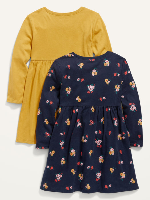 Fit & Flare Long-Sleeve Dress 2-Pack for Toddler Girls